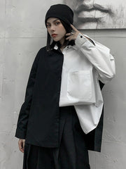 Stylish Contrast Color Split-Joint Blouse