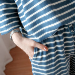 Striped Short Sleeved Shorts Casual Striped Suit