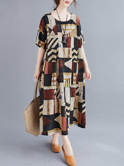 Original Split-Joint Elasticity Printed Dress
