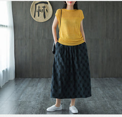 Women Retro Loose Elastic Waist Skirt