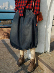 Split-Joint Denim Skirt Bottom