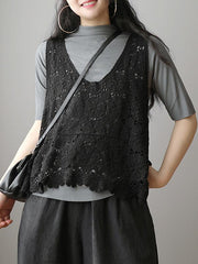 Vintage Hollow Crochet Sleeveless Vest