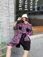 Workwear Camouflage Washed Waist Slim Straight Leg Jumpsuit