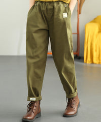 Retro Patch Elastic Waist Casual Loose Harem Pants