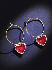 Red Heart Ear-ring Earrings
