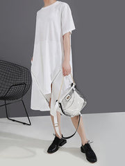 Simple Irregularity Solid Zipper Dress