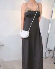 Women Color Matching Waist Slimming Dress
