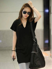 Fashion Solid Batwing Sleeve T-Shirts Tops