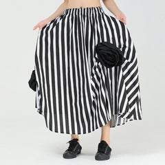Women Bud Vertical Stripe Irregular Skirt