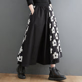 Embroidery Splicing Elastic High Waist A-Line Skirt