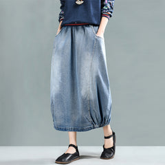Denim Solid Color Loose Skirt