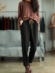 Solid Loose Knitted Cotton Pants