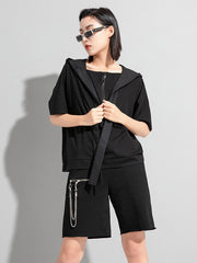 Summer Solid Simple Hooded T-Shirt