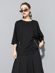 Casual Zipper Half-Sleeve T-Shirts