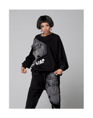 Denim Patchwork Loose T-Shirt