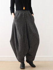 Vintage Knitted Thickening Asymmetric Lantern Wide Leg Pants