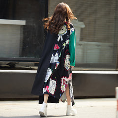 Women Contrast Stitching Shirt Dress