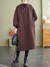 Casual Loose Diamond Hooded Dress