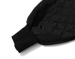 Retro Modern Style High Neck Diamond Quilted Loose Cotton Dress Fishtail Skirt Dress