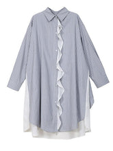 Loose Striped Chiffon Shirt Dress