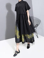 Loose Asymmetric Splicing Print Dress