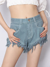 Original Solid Fringed Denim Shorts