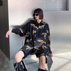 Long Sleeves Leopard Pringted Blouse