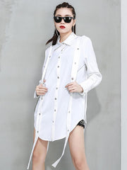 Solid Color Cropped Button Decoration Shirt