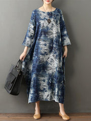 Comfortable Tie and dye Cotton Long Dress