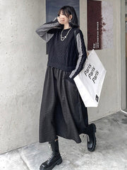 Urban A-Line Long Sleeves Split-Joint Midi Dresses