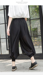 Chiffon Bloomers Elastic Waist Cropped Wide-Leg Pants