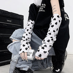 Heart Print Half Sleeve Sun Protection Sleeve