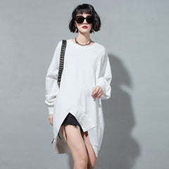 Personalized Round Neck Irregular Long Sleeve Top