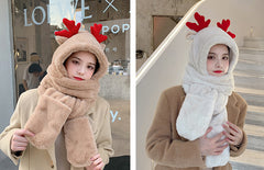 Lovely Antlers Solid One Piece Hat And Scarf