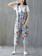 Oversize Printed Braces Jean Pants