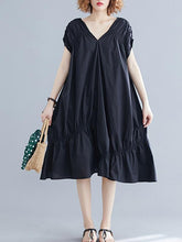 Loose Drawstring Ruffled Cropped Midi Dress