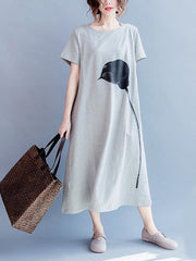 Gray Casual Cotton blend T-shirt Dress