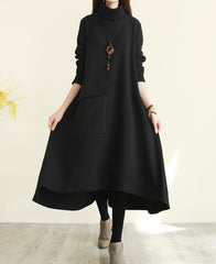 High Collar Irregular Padded Dress