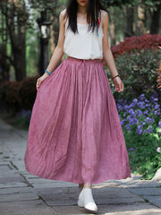 Large Hem Tie Dye Solid Color Loose Casual Skirt