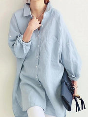 Loose Solid Color Long Shirt Dress