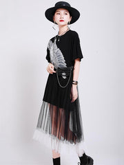 Fashion Split-Joint Printed Gauze Dress