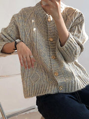 Casual Metal Button Knitting Sweater Tops