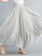 Women Elastic Waist Solid Color Casual Skirt