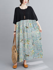 Original Floral Round-Neck Dress