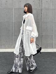 See Through Big Pocket Bat Loose Shirt