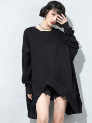 Personalized Round Neck Irregular Long Sleeve Top