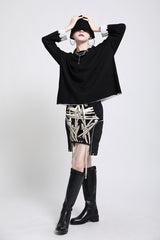Round-Neck Split-Joint Long Sleeves Shirt
