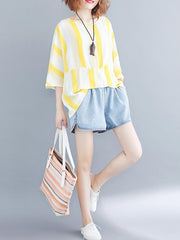 Loose Striped Batwing Sleeves Shirt