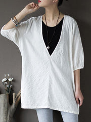 Pure Cotton V-neck Comfortable Blouse