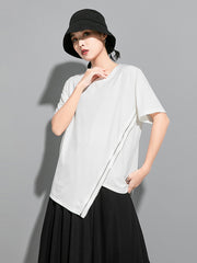 Original Asymmetric Zipper T-Shirts Tops